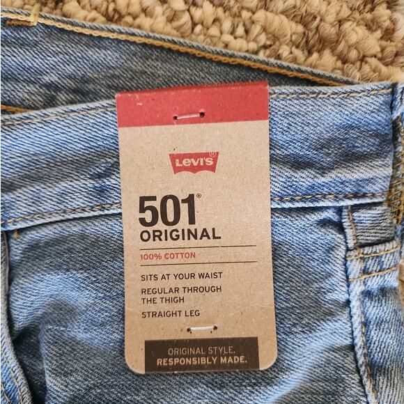 Levi's 501 Jeans Men's 40x32 Blue Original Premium Straight Button Fly Cowboy - Picture 5 of 12